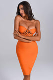 kamames Juditha Strapless Orange Midi Bandage Dress