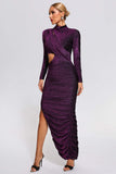 kamames Kerlin Ruched Cutout Maxi Dress-Purple