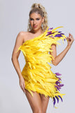 kamames Caught In The Drama Feather Mini Dress