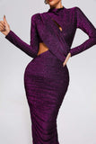 kamames Kerlin Ruched Cutout Maxi Dress-Purple