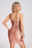 kamames Lika Metallic Mini Cocktail Dress - Rose Gold