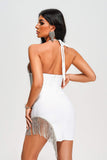 kamames Vilina Rhinestone Halter Mini Bandage Dress