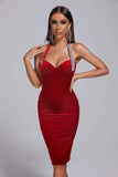 kamames Bmani Halter Velvet Midi Dress