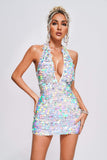 kamames Emmi Sequin Halter Mini Dress