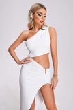 kamames Urica One Shoulder Cutout Mini Dress - White