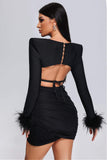 kamames Takada Feather Cutout Mini Bandage Dress