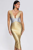 kamames Fesila Metallic Midi Bandage Dress