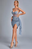 kamames Larisa Mesh Corset Mini Dress - Grey