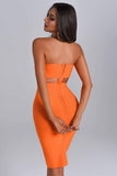 kamames Juditha Strapless Orange Midi Bandage Dress