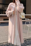 kamames Solid Color Fuzzy Long Cardigan