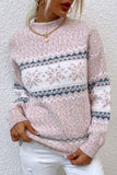 kamames Contrast Mock Neck Snowflake Sweater