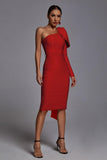 kamames Abbey Red One Shoulder Bandage Dress