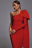 kamames Abbey Red One Shoulder Bandage Dress