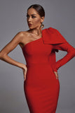 kamames Abbey Red One Shoulder Bandage Dress