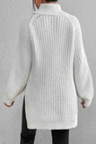 kamames Raglan Sleeve Turtleneck Slit Mid-Length Sweater