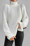 kamames Raglan Sleeve Turtleneck Slit Mid-Length Sweater