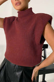 kamames Solid Mock Neck Sleeveless Sweater