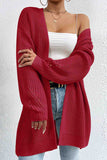 kamames Solid Open Front Mid-Length Cardigan