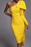 kamames Abbey Yellow One Shoulder Bandage Dress