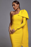 kamames Abbey Yellow One Shoulder Bandage Dress