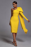 kamames Abbey Yellow One Shoulder Bandage Dress