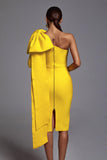 kamames Abbey Yellow One Shoulder Bandage Dress